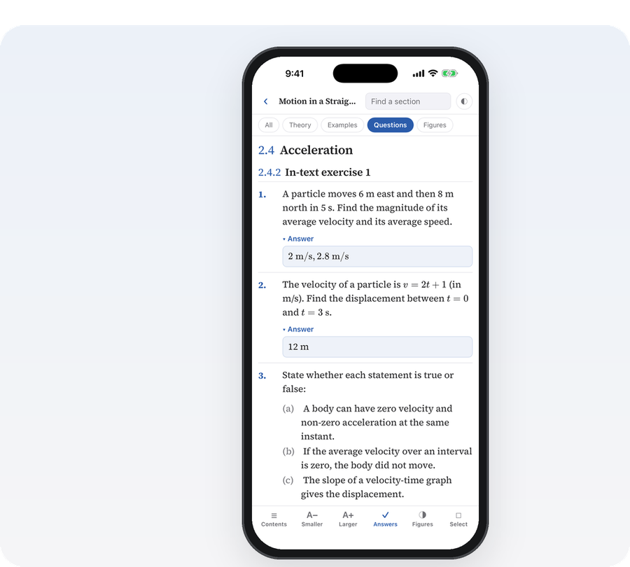 Questions with their answers in the app
