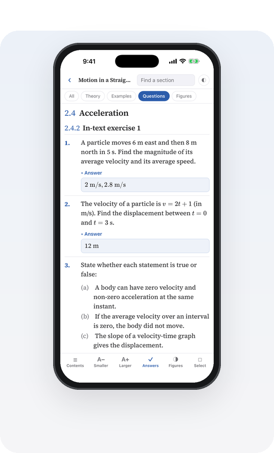 A chapter in the app with questions and answers